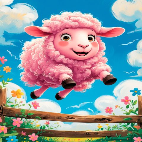 Pink Sheep — paint by numbers picture for kids