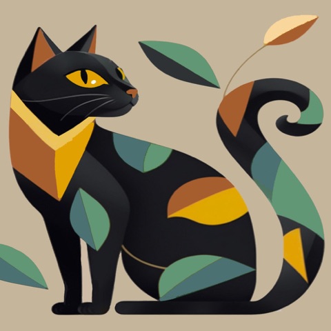 Cubist cat — paint by numbers picture for kids