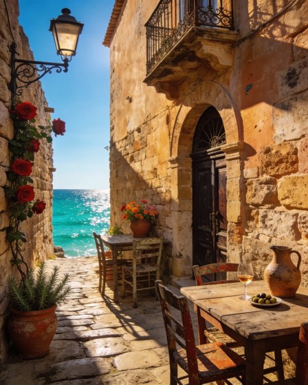 Tuscan coast — finished paint-by-numbers artwork