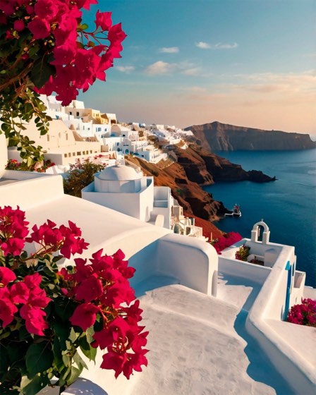 Santorini views — finished paint-by-numbers artwork