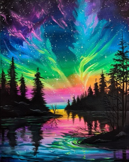 Northern Lights — finished paint-by-numbers artwork